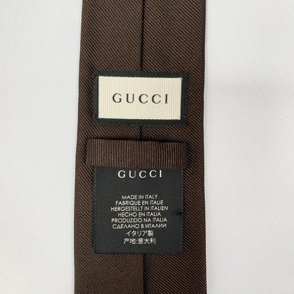Gucci Interlocking GG logo Neck Tie Coffee Brown new with tag - Picture 6 of 8